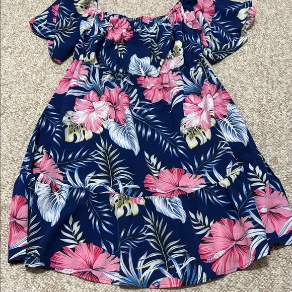 Floral Navy and Pink women’s Dress - Picture 4 of 6